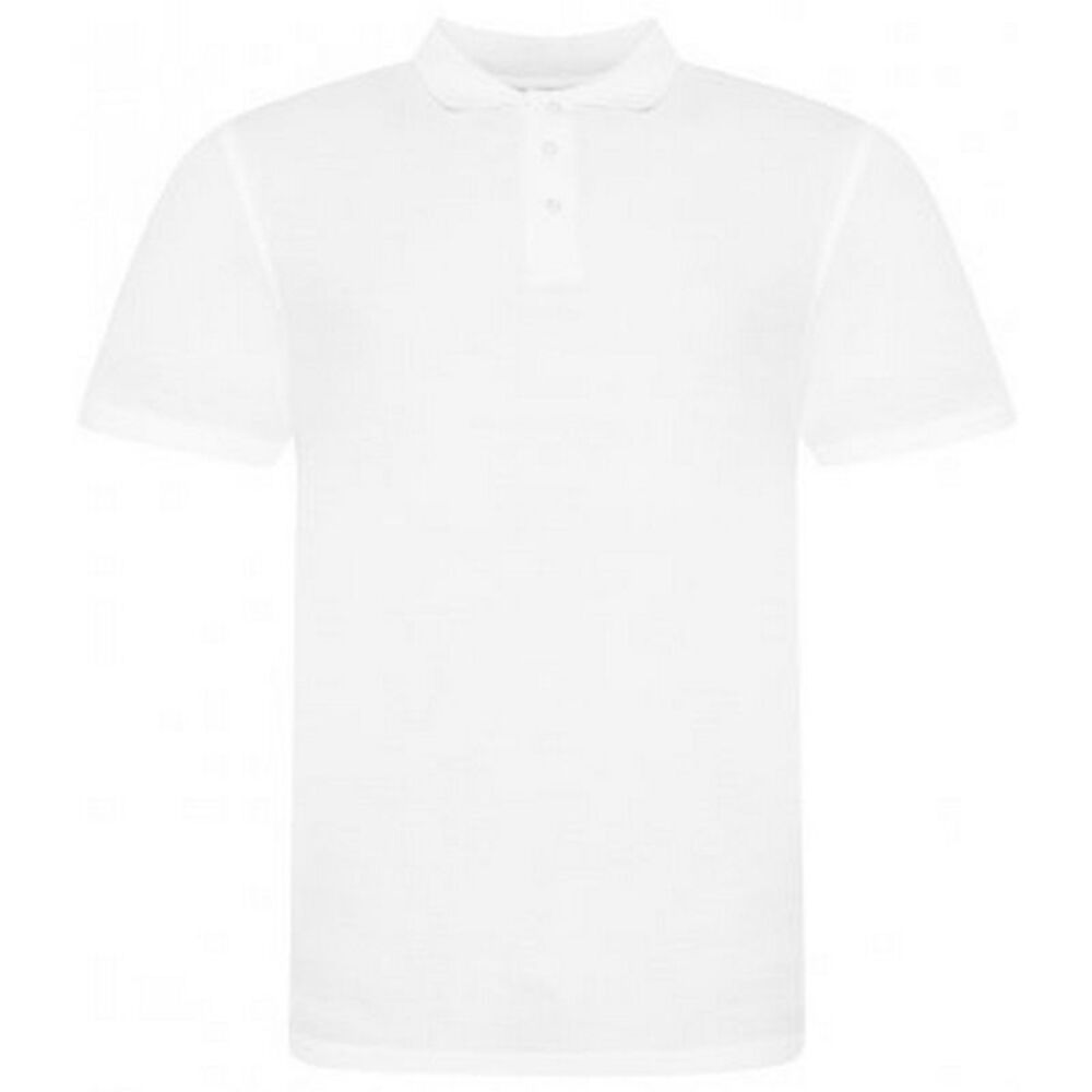 Awdis Mens Piqu Cotton Short-Sleeved Polo Shirt / White